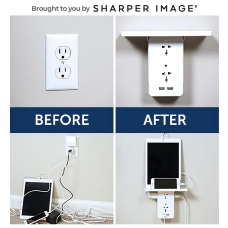 

8 Port Surge Protector 6 Wall Outlet Extenders 2 USB Socket Shelf Electrical Home Durable High-quality Electrical Socket Shelf