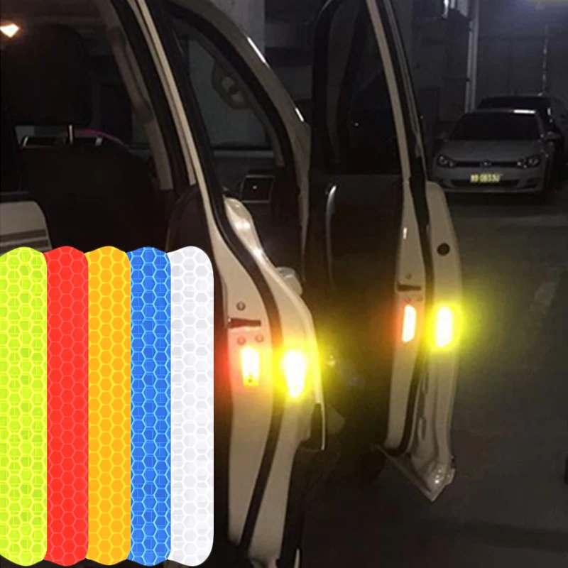 Liquidación 4 unids/set coche pegatinas reflectantes para coche Rueda de la puerta de pegatina para cejas etiqueta cinta de advertencia de seguridad Mark tiras reflectantes pBQKMGK9J79