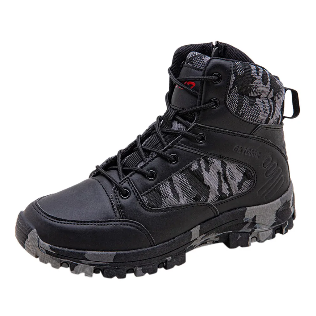 Поклонники боевые тактические сапоги походная обувь Мужская Уличная обувь для охоты и скалолазания водонепроницаемые Нескользящие высокие военные ботинки# g1 - Цвет: Черный
