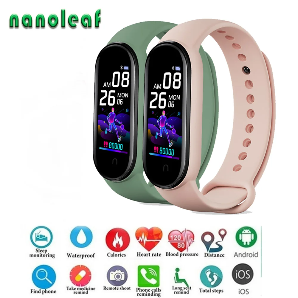 M5 Smart Bracelet Sports Fitness Tracker Women Men’s Digital Wrist Watch Heart Rate Health Monitor Digital Clock For Android IOS