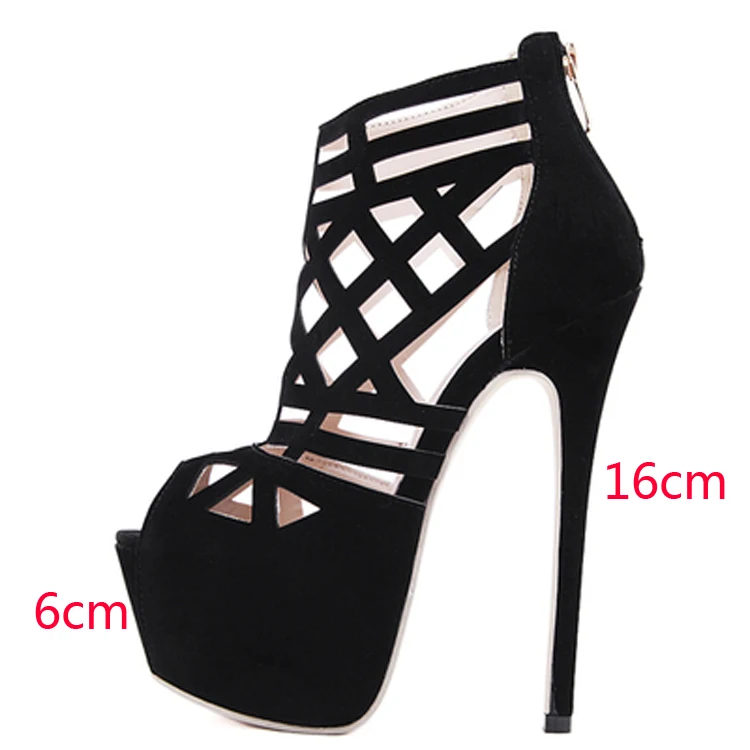 16cm Beautiful High-heeled Cut-out Sandals