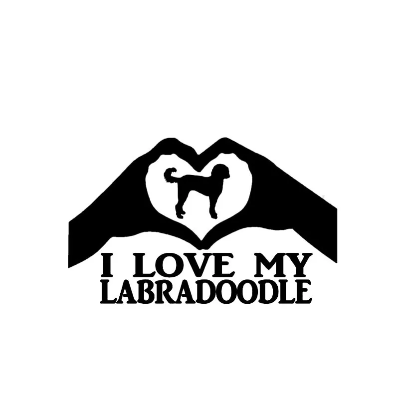 

Personality Car Stickers I LOVE MY LABRADOODLE Heart Hands Waterproof Sunscreen Decal PVC 9cm X 15cm
