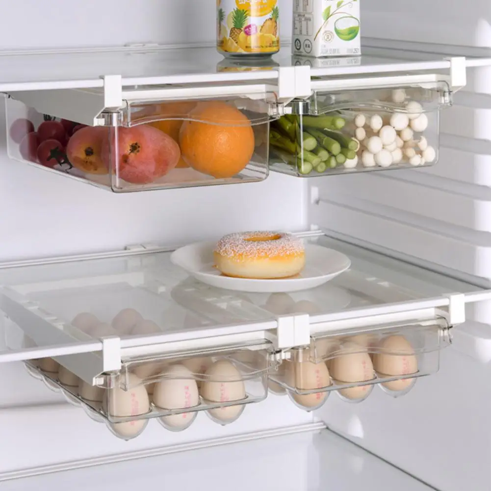 1PC Adjustable Fridge Storage Rack Kitchen Refrigerator Freezer Drawer Organizer 