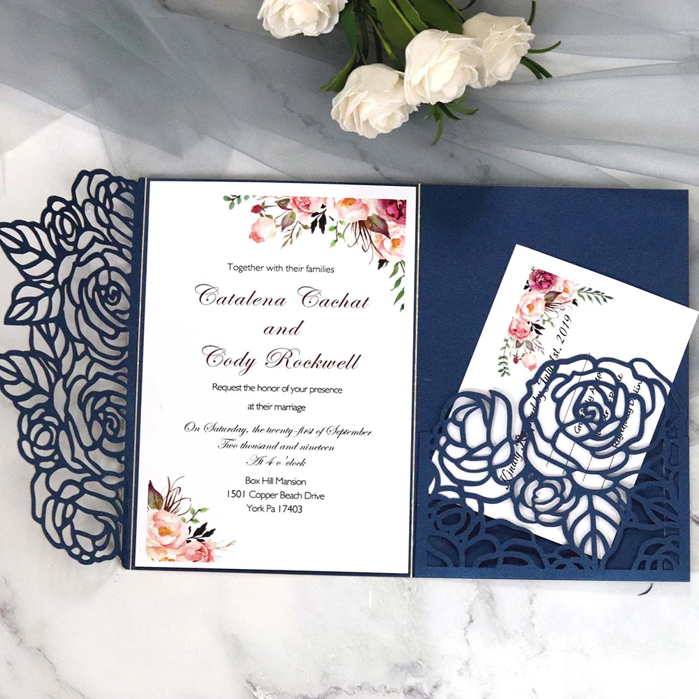  10pcs Elegant Laser Cut Wedding Invitations Cards Greeting Card Cards Decor Party Event Supplies We - 4.00008E+12