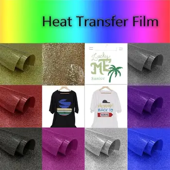 

DIY Glitter Heat Transfer Vinyl HTV Printing Sheet Permanent Adhesive T-Shirt Iron On Heat Press Film Art Craft 20x50cm