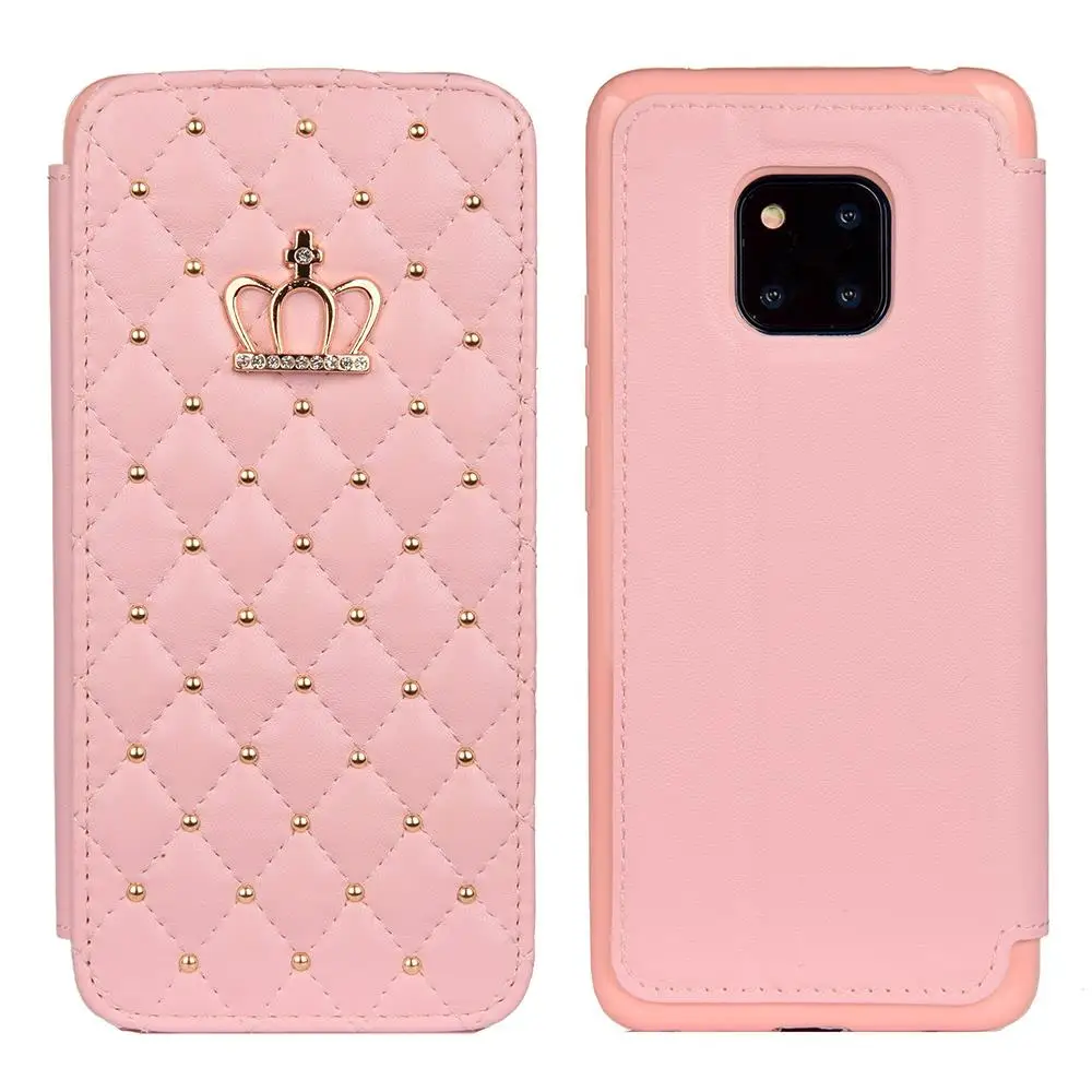 pink LAPOPNUT чехол для samsung Galaxy J6 плюс J4 J3 A8 A7 A5 A6 A50 A70 A20 A30 Магнитный бриллиантовый кошелек «Корона» кожаный чехол-портмоне с откидной крышкой - Цвет: pink