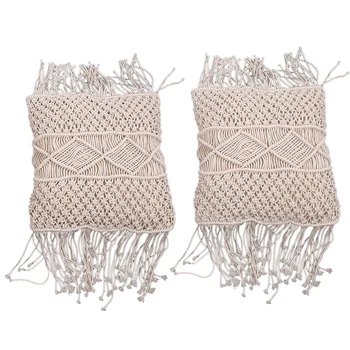 

2 Pcs Cotton Rope Hand Woven Pillow Pillow Woven Decoration Pillow Pillow Hand Woven Pillow Case (Tassel)
