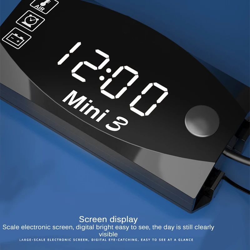 12V 3 in 1 Voltmeter Ammeter for Motorcycle Electric Vehicle Time Clock Multi-function With Digital Display