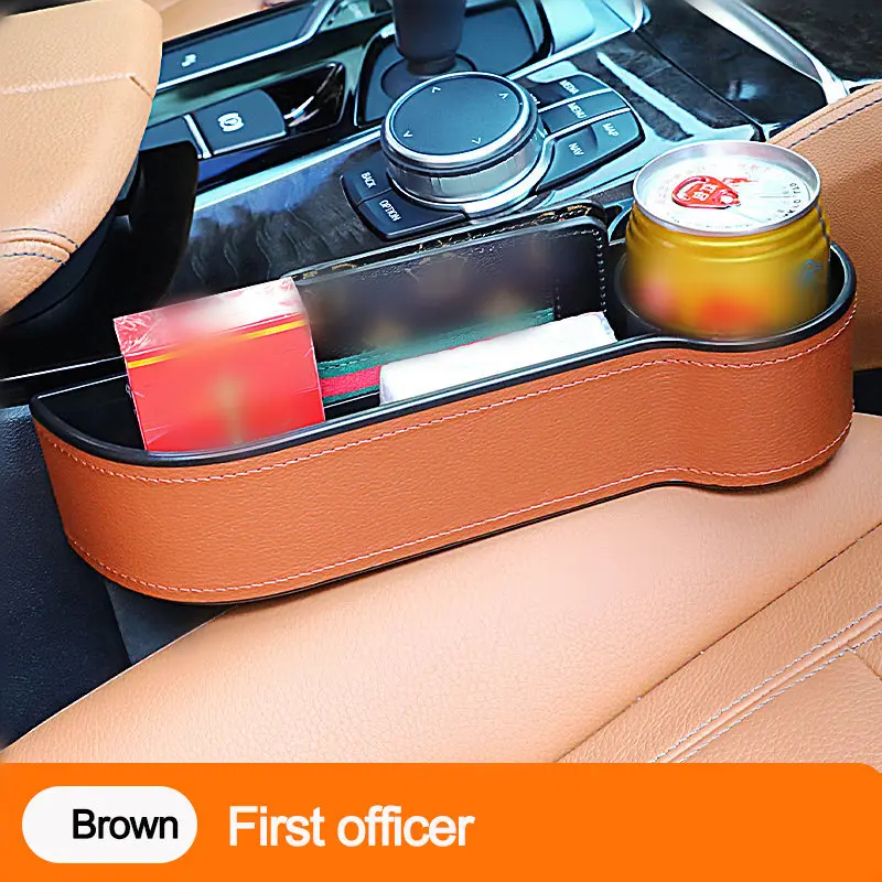 Органайзер для автомобильного сиденья с разрезом и карманом, коробка для хранения из искусственной кожи, держатель для телефона, бумажника, бутылки, чашки, автомобильные аксессуары для интерьера - Название цвета: Brown Right