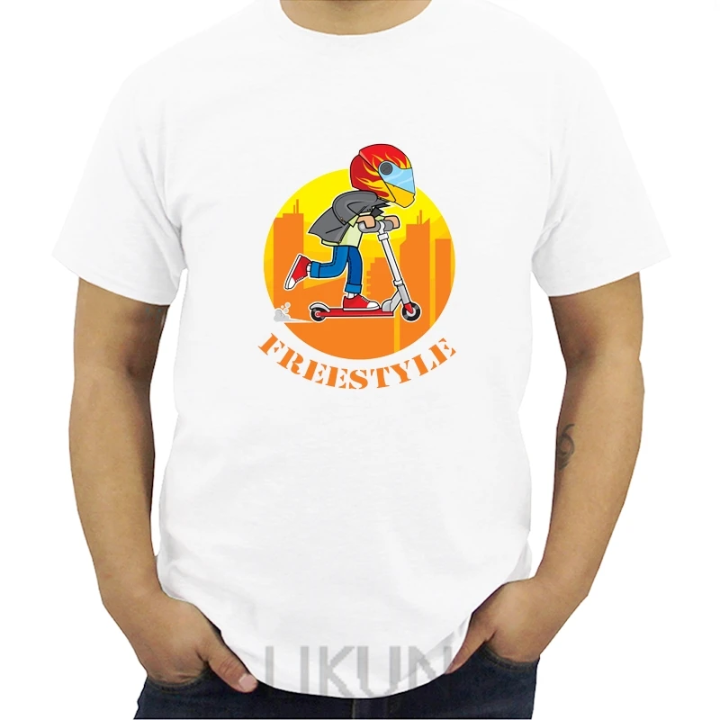 

Fashion Design Free Shipping Scooter Freestyle Sign Printed s T-Shirt Print Round Neck Man Tops Tees