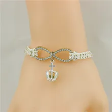 12 шт./лот, 2 цвета, армейский зеленый браслет с короной, бесконечность, браслет для женщин, многослойные браслеты и браслеты, Прямая поставка