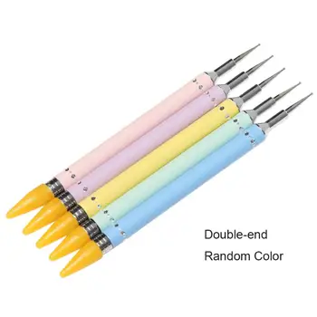 

1pcs Wax Dotting Pen Dual-ended Pencils Rhinestone Picker Nail Tools Steel Rhinestone Handle Nail Art Dotting Picker Dotting Pen
