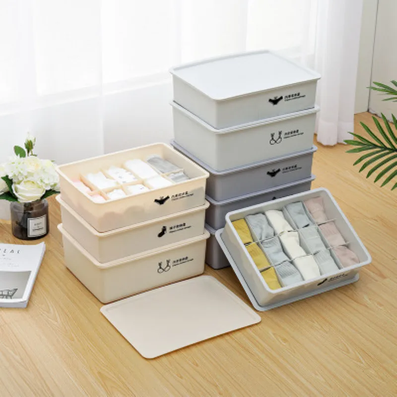 

DIY Plastic Storage Box Bra Underwear Sock Box Container with Lid Multifunctional Drawer Wash Overlapping Finishing Organization