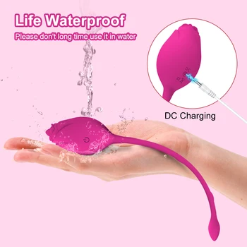 Wireless Rose Vibrator Female Toy Tongue Licking G-Spot Simulator Vaginal Ball Love Egg Vibrating Adults Sex Toys for Women 18 5