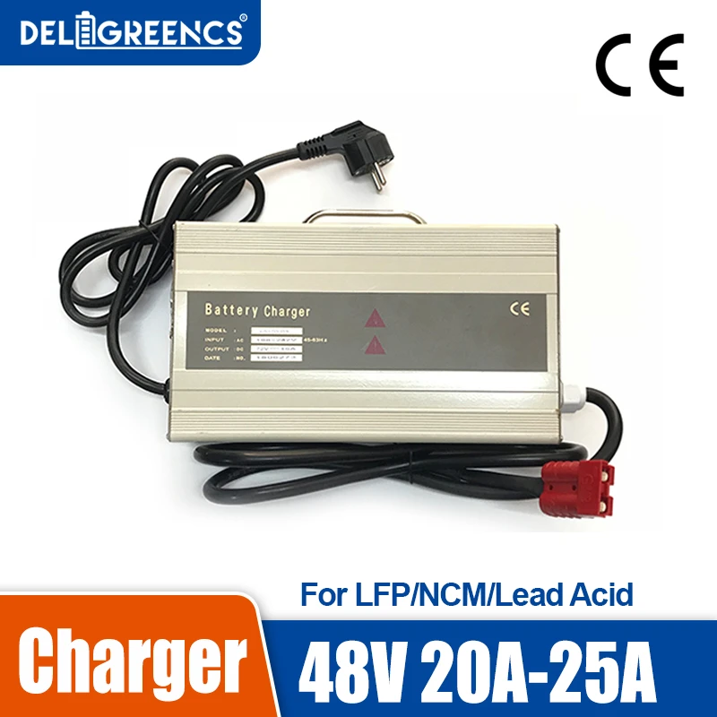 Cargador portátil inteligente para carretilla eléctrica, carrito de golf para batería de plomo ácido 16S 58,4 V Lifepo4 15S 63V LiNCM, 48V 20A 25A|Cargadores| - AliExpress