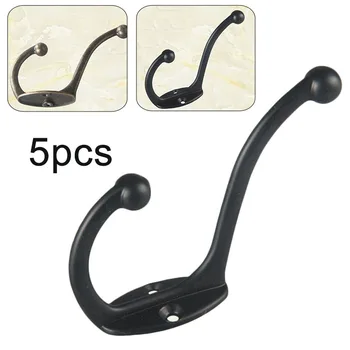 

5PCS Hooks Clothes Alloy Hook Wall Hanging Vintage Hat Robe Rustic Hanger With Screws Key Scarves Shopping Bags Door Storage