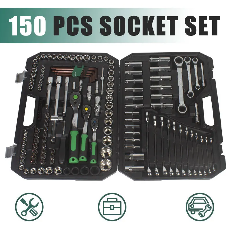 

YITOK 150PC Tool Set for Car Repair Tools Mechanic Tool Set Matte Plating Sockets Set Ratchet Spanners Wrench