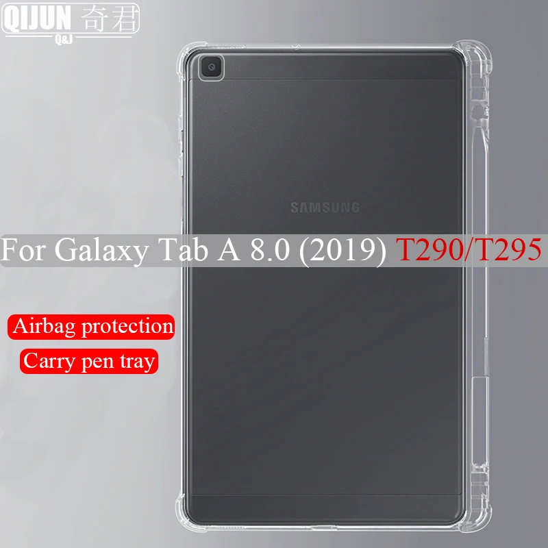 Tablet pencil case for Samsung Galaxy Tab A 8.0&quot 2019 Airbag cover Transparent protection Pen slot capa card SM-T290 SM-T295 |
