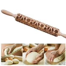 Креативные рождественские деревянные скалки олени выгравированы декоративное тиснение Скалка Для DIY Печенье Торт помадка плесень