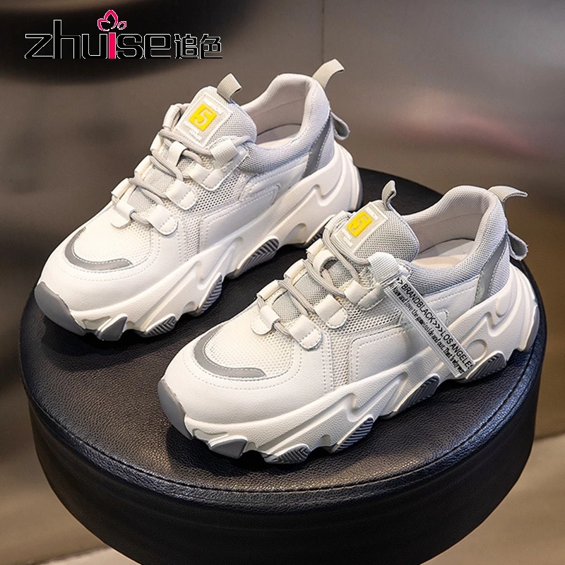 Новинка Осень зима 2020 кожаная женская обувь старые кроссовки на толстой подошве