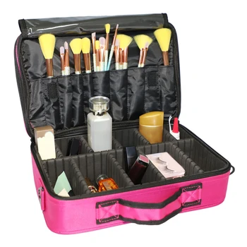 

New Upgrade Professional Makeup Case High-capacity Multilayer Portable Travel Makeup Bag with Shoulder Strap