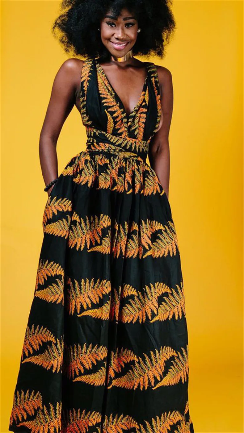 Длинное Африканское платье Женская традиционная африканская одежда Дашики Анкара макси платья Элегантное многократное Платье с принтом Летний стиль