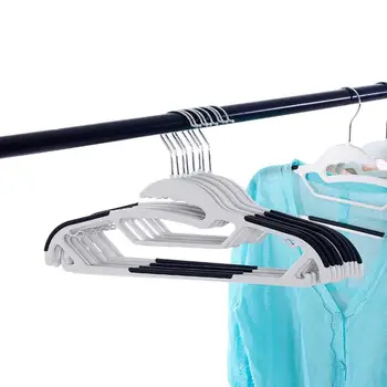 

10pcs Clothes Hangers Pants Storage Hangers Cloth Rack Slim Heavy Duty Non Slip Coat Clothes Hook Hangers Plastic Hangers(Black)