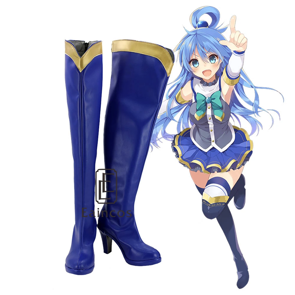 Аниме KonoSuba God's Blessing on this Wonderful World Aqua Обувь для костюмированной вечеринки Высокие