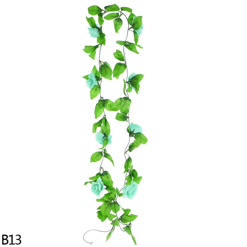 240 см искусственная Цветочная лоза зеленые листья цветы струны домашний Свадебный декор чайная роза из ротанга DIY плюща лоза струны подвесные гирлянды - Цвет: B13