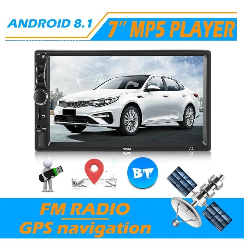 A2 Android 8,1 автомобильный Радио gps навигация 7 дюймов 1 Гб+ 16 Гб четырехъядерный Bluetooth Вай-Фай Авторадио поддержка DVR