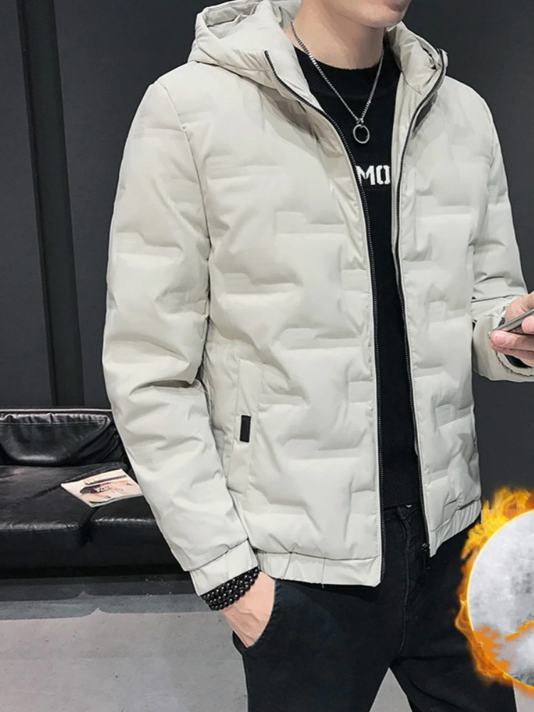 Chaqueta plumas de ganso blanco cálido para hombre, abrigo ajustado, ropa de moda de de plumón| - AliExpress