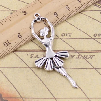 

3pcs/lot Charms Ballet Girl Dancer Ballerina 61x24mm Antique Silver Color Pendants Making DIY Handmade Tibetan Finding Jewelry