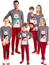 2021 New Red Christmas Outfit Family Matching Pajamas Set Print Adult Kids Homewear Suit Men Women Kid Sleepwear