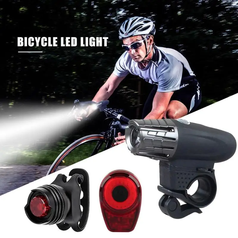 

2pcs Bike 4 Modes LED Headlight Cycling Rear Tail Lamp MTB Flashlight Set