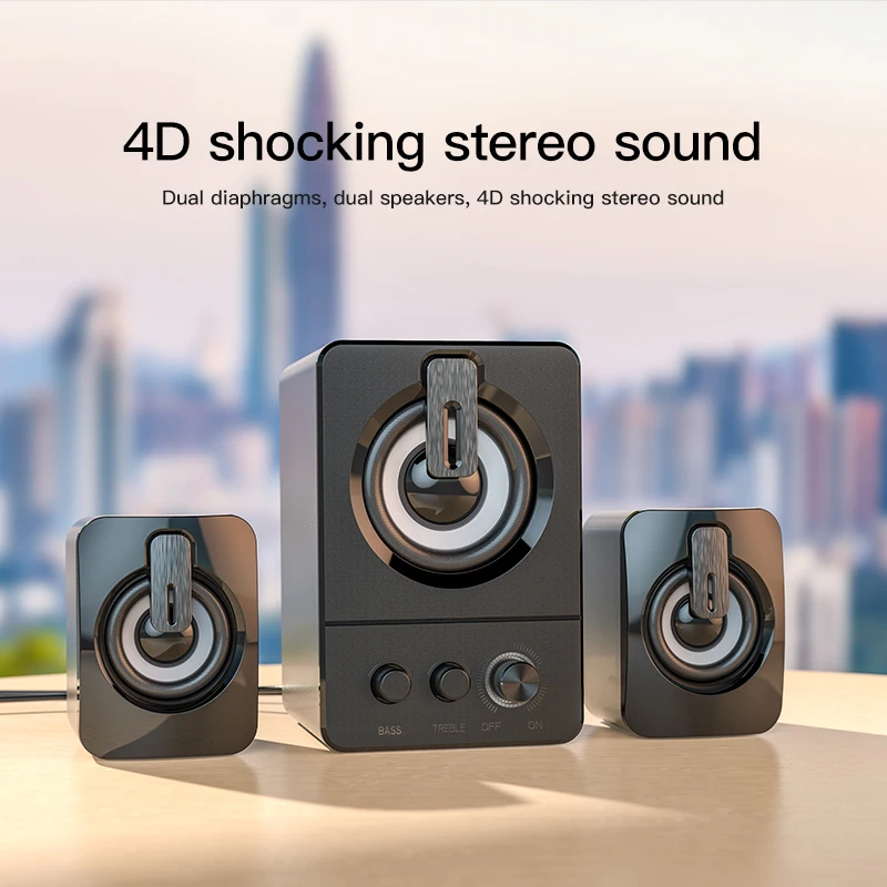 Computer Speaker 4D Surround Sound Mini Subwoofer Music Speaker for Laptop Notebook PC Phone Stereo Bluetooth Loudspeaker