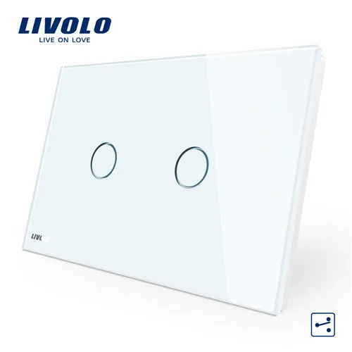 LIVOLO настенный выключатель, 2-ная 2-полосная, белый Стекло Панель, AU/стандарт США Сенсорный экран светильник переключатель VL-C902S-11 с Светодиодный индикатор - Цвет: White
