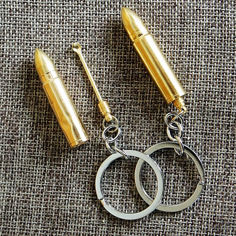 LLavero de bala Retro de aleación de oro para hombres, llavero colgante de auto creativo