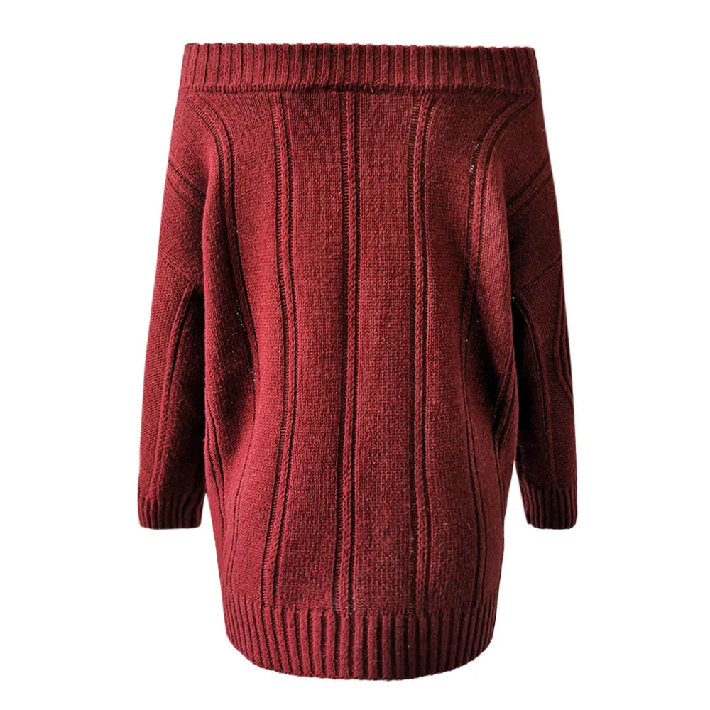  Off Shoulder Loose Slash Neck Sweater Pullover Blouse