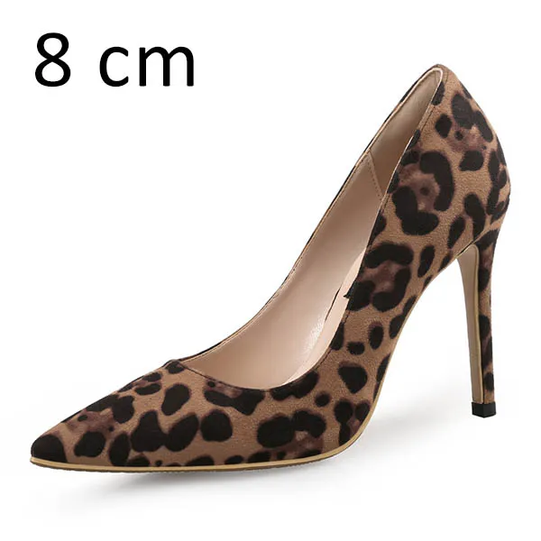 Basic Leopard 8cm Женские туфли-лодочки; туфли на высоком каблуке; пикантные весенние женские свадебные туфли на тонком каблуке с леопардовым принтом; тонкие женские туфли-лодочки с острым носком размера плюс - Цвет: Basic Leopard 8cm