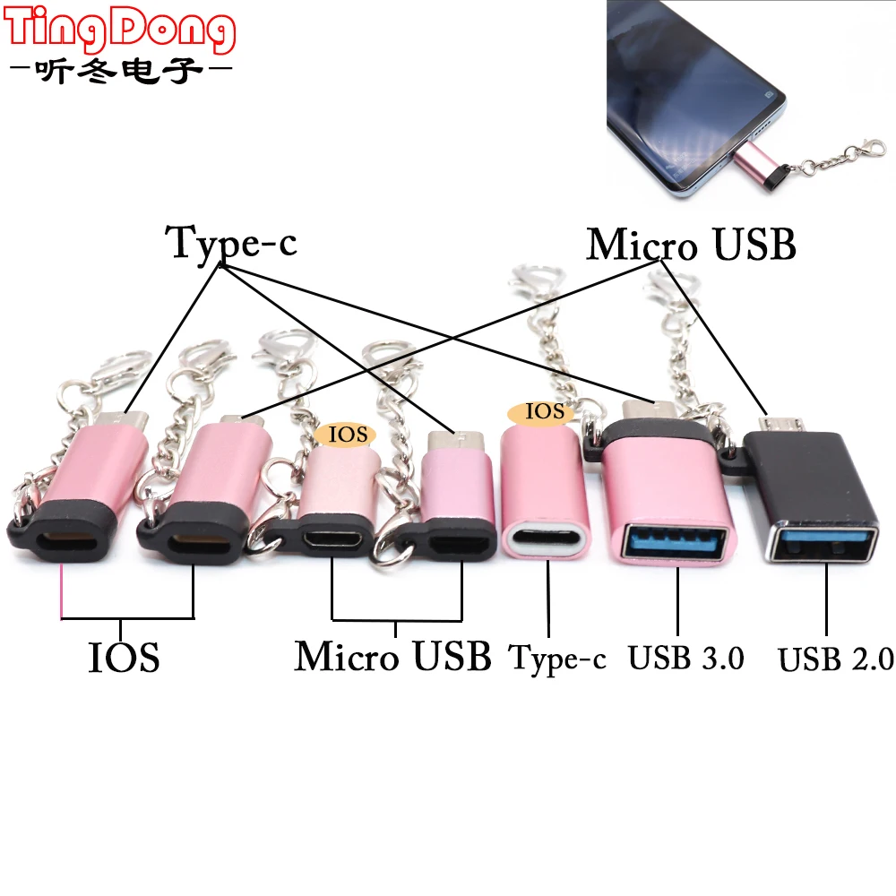 Micro USB адаптер для 8 pin type c otg для зарядки данных для iPhone зарядное устройство кабель type-c usb c адаптер Micro usb/type-c для usb