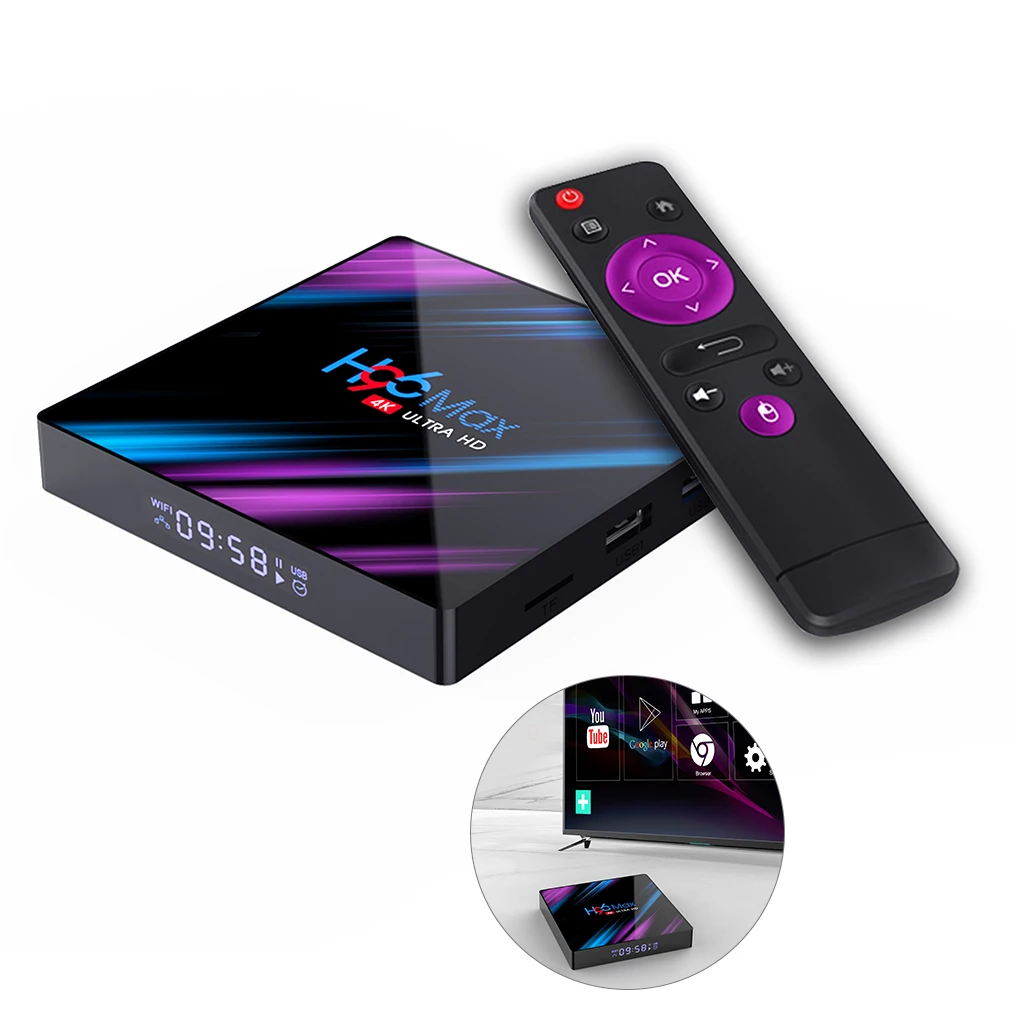 H96 Max 3318 четырехъядерный 2+ 16G/4+ 32G Android 9,0 HD умный сетевой медиаплеер RK3318 tv Box H96Max