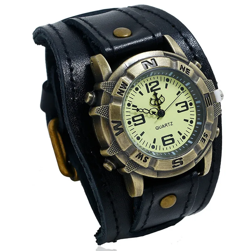 Watch for Men Luxury Wristwatch Quartz Wristwatches Fashion Rock Punk Style Sport Mens Watches Retro Leather Relogio Masculino skmei 1085 fashionable retro style 3atm waterproof quartz
