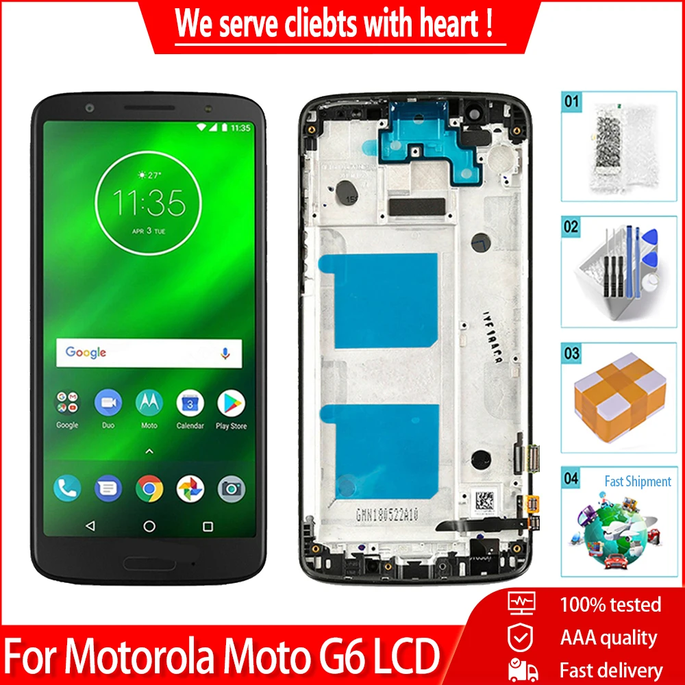 5 7 &quotоригинальный для Moto G6 XT1925 XT1925-3 LCD экран с дигитайзером и рамкой замены Motorola lcd