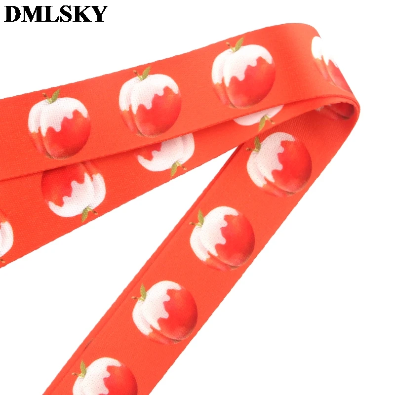 DMLSKY Фрукты Арбуз персик шнурок клубника Брелоки для ключей значок ID телефон Веревка шеи ремни аксессуары M3991
