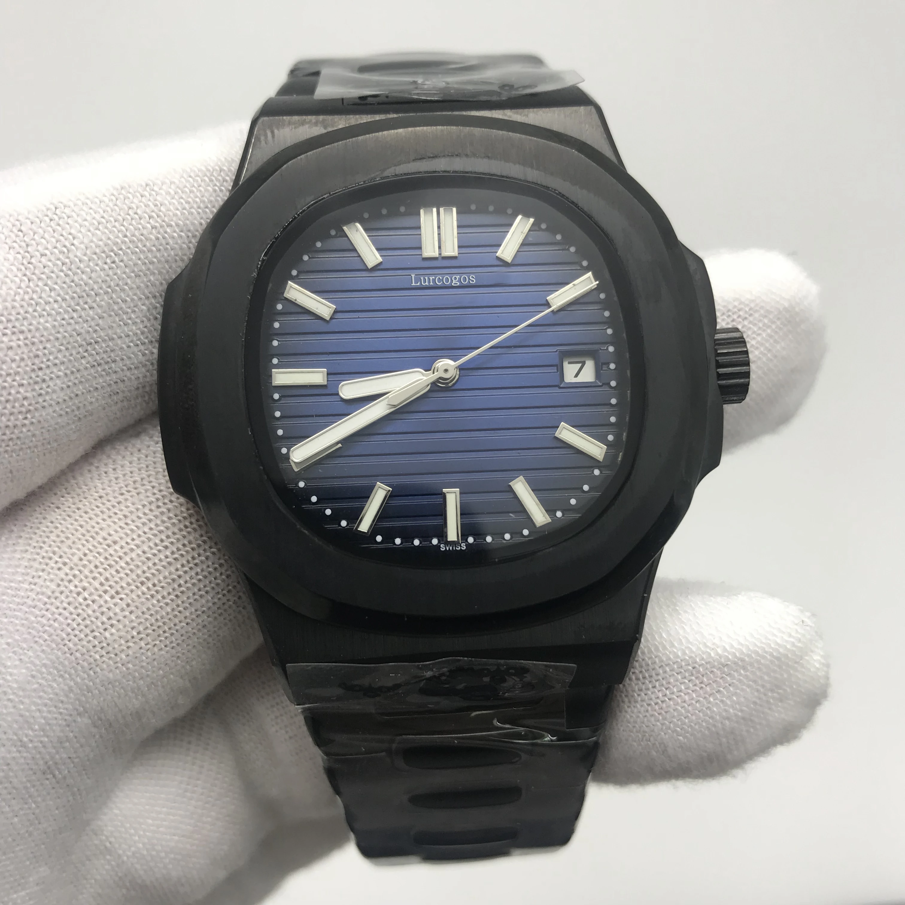 

luxury brand pp watch black automatic mechanical watch stainless steel luminous hand watch AAA nautilus