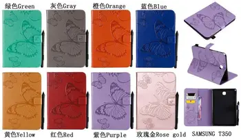 

Butterfly Pattern PU Leather Cover For Samsung Galaxy Tab A 8.0 T350 T355 Stand With Sleep Wallet Tablet Case Funda+Stylus Pen.