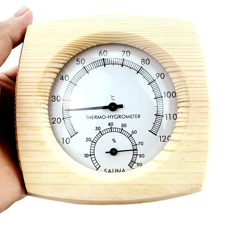Sauna Thermometer Wooden Case Steam Sauna Room Thermometer Hygrometer 
