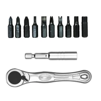

12Pcs Long Socket Holder Mini Ratchet Close 1/4 Wrench Screwdriver Bits Repair