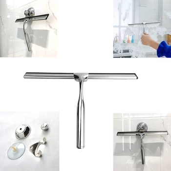 

New Bathroom Shower Window Squeegee Suction Cup Punch-Free Zinc Alloy Window Scraper Glass Wiper For Mirror Glass Car Windshield