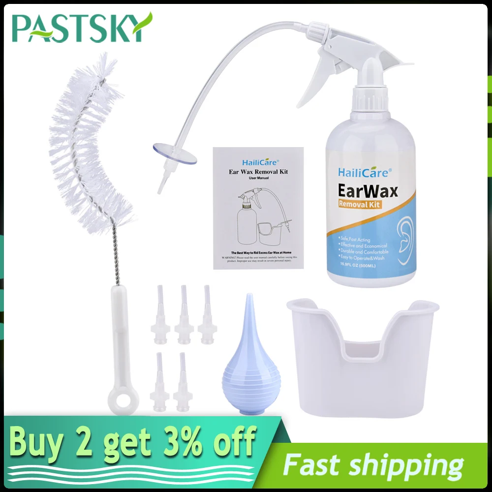 

500mL Ear Irrigation Cleaning Kit Earwax Removal with Washing Syringe Squeeze Bulb Earwax Remover for Adults Kids Ear Care Tools